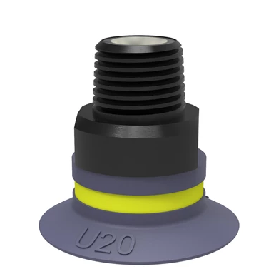 9906870派亚博吸盘 Suction cup U20 HNBR,G1/8寸 male,with mesh filter and dual flow control valve适用于搬运带平整或浅凹表面的工件-派亚博吸盘派亚博真空发生器piab吸盘