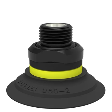 0101820派亚博吸盘Suction cup U50-2 Nitrile-PVC,G3/8寸 male,with mesh filter适用于搬运带平整或浅凹表面的工件-派亚博吸盘派亚博真空发生器piab吸盘