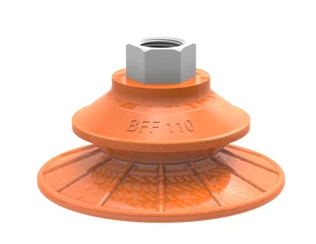 0206697派亚博吸盘Suction cup BFF110TP Polyurethane 55/60/30 G3/8寸female plastic thread这种摩擦吸盘专为油质表面而设计，适用于搬运金属成型工艺中的板材-派亚博真空发生器paib吸盘